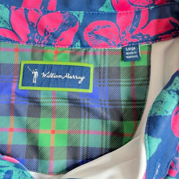 William Murray Golf Men L Floral Hibiscus Performance Stretch Polo Shirt - Picture 8 of 12